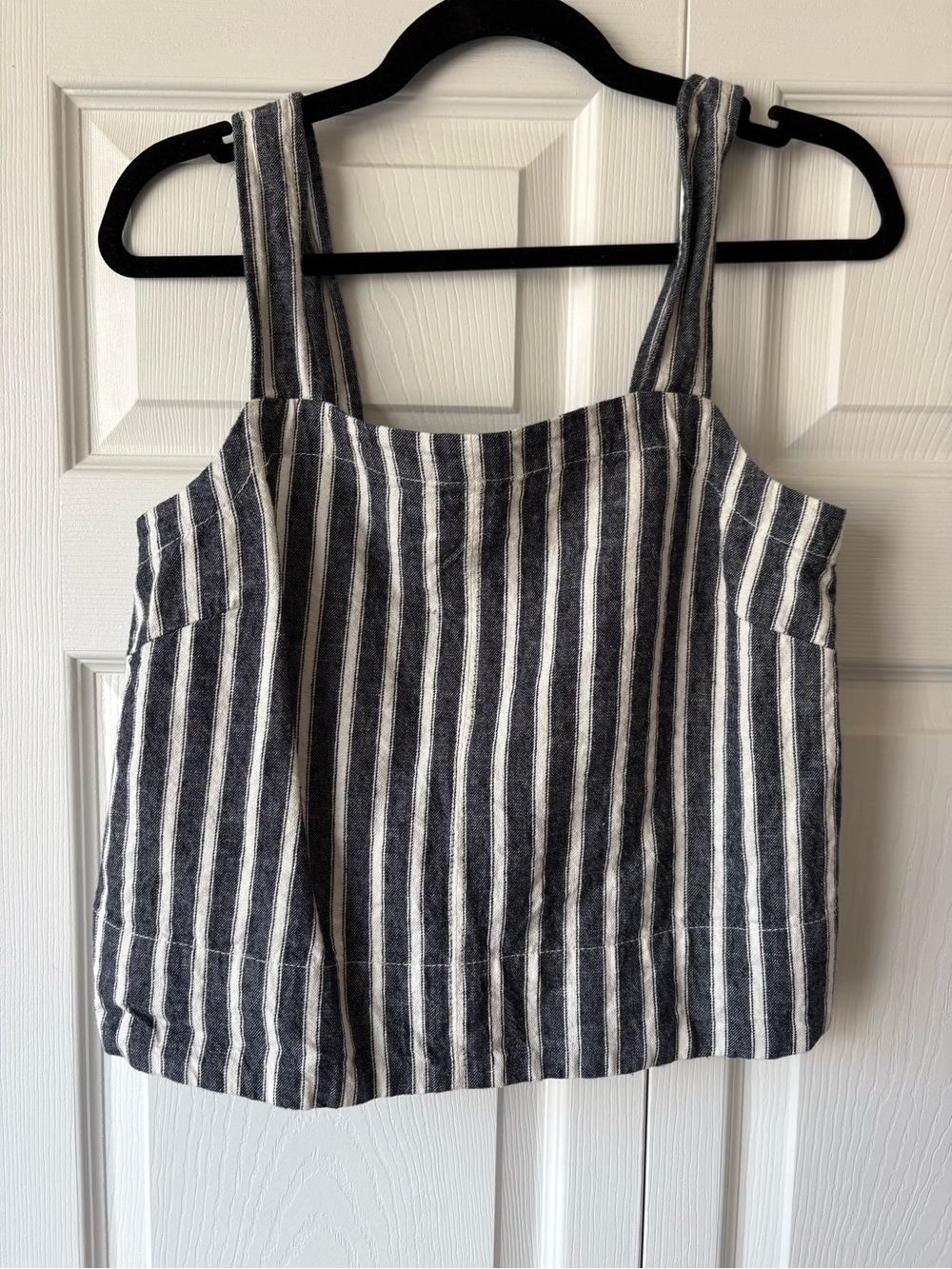 Madewell Stripe Square Neck Linen & Cotton Tank